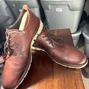 Mens Ecco Jeremy Hybrid Tie Derby Shoes Brown Leather Lace Up Dress(123)